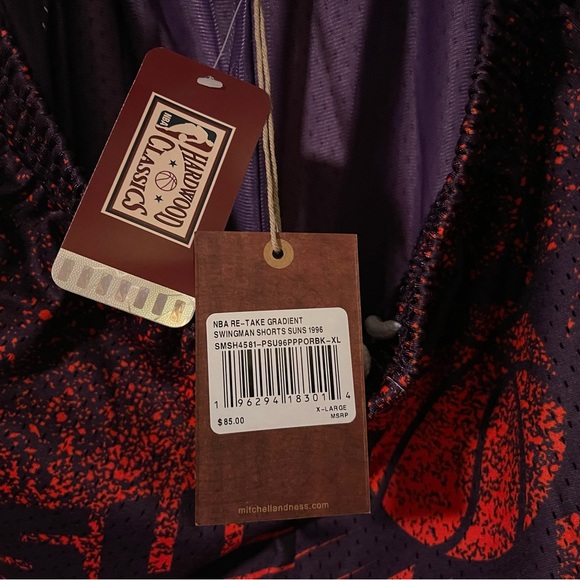 Mitchell & Ness Phoenix Suns Swingman Shorts NBA Orange Purple Black Mens M-XXL - Picture 12 of 16